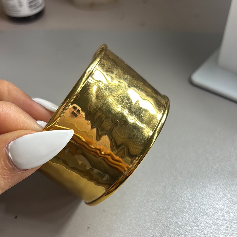 Gold Hammered Cuff Bracelet